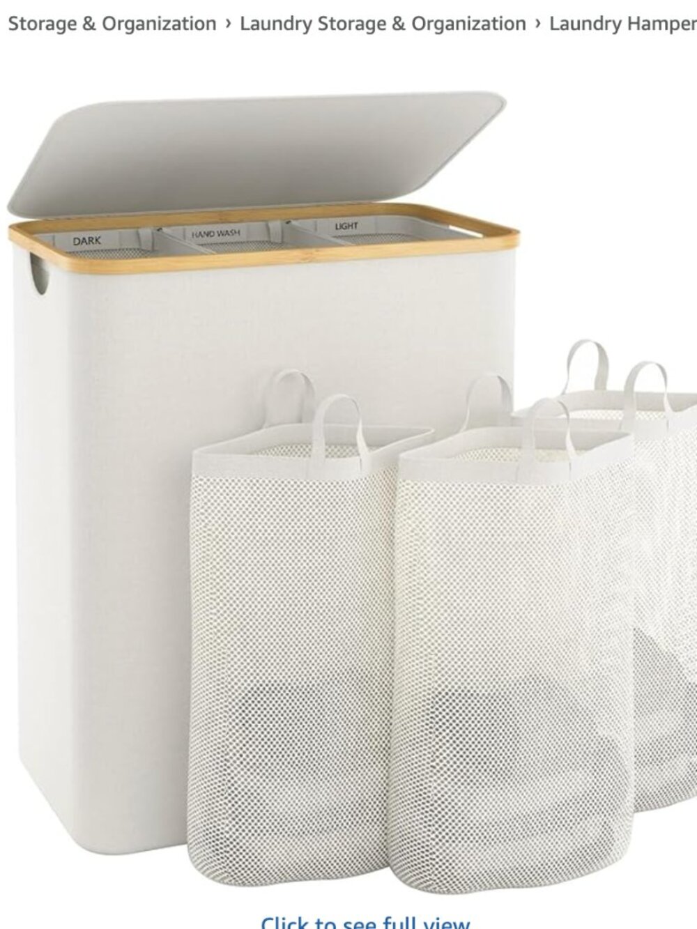 Large 3 Section Laundry Basket